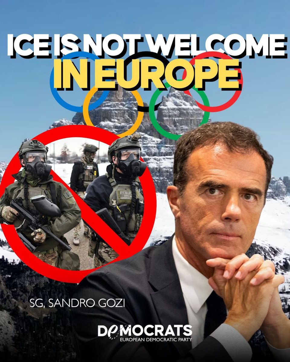 The presence of US ICE on European soil to “secure” the US delegation at the Milan–Cortina Olympics is unacceptable. The US Embassy in Italy has confirmed it, stating that ICE will “collaborate” with the Olympic Committee. As our Secretary General Sandro Gozi says, this is not a