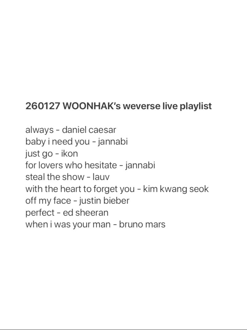 today's #woonhak live playlist 📼