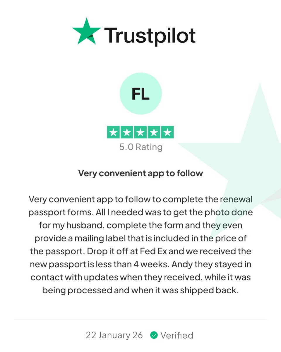 hellogovai's tweet image. New year, same 5-star service ⭐️
It’s only January and our 2026 reviews are already rolling in.

#passporttok #HelloGov #CustomerLove #2026ready