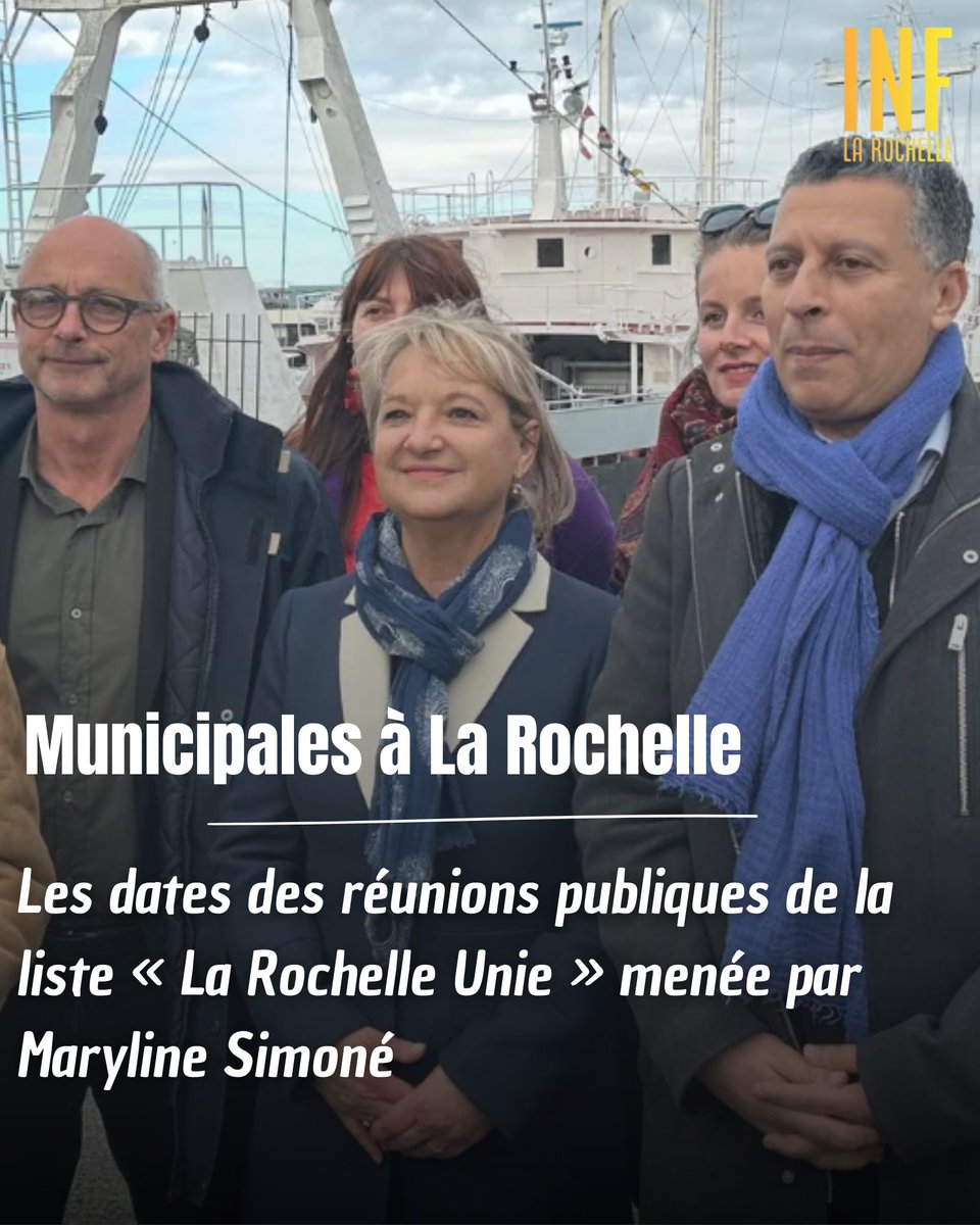 Retrouvez les dates et lieux des 11 réunions publiques de la liste de gauche « La Rochelle Unie », menée par Maryline Simoné | shorturl.at/8pDxy