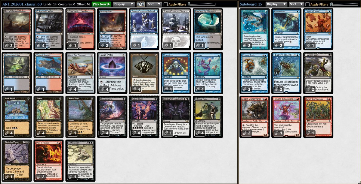 okarin_'s tweet image. Legacy League
Ad Nauseam Tendrils 5-0
Tempo Doomsday ○○
R Painter ○○
Lands ○×○
UGW Beanstalk ○×○
R Prison ○×○

完全に理解した