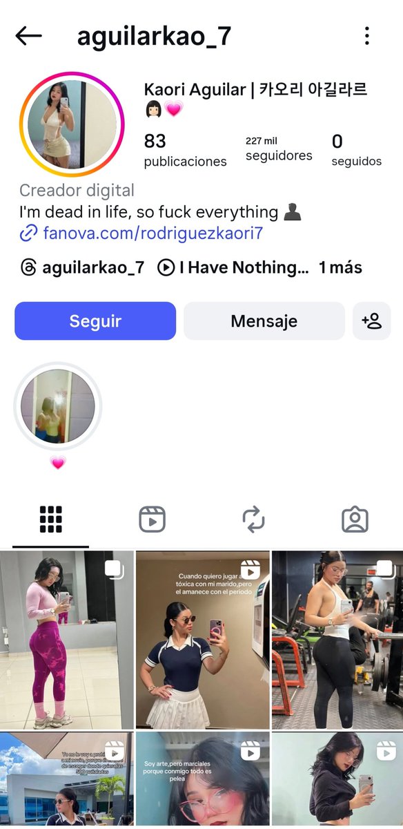 Me han informado que esta prostituta me anda denunciando las páginas mandando a sus seguidores pajeros.  

Dejo aquí el enlace de su perfil de instagram. 

Sugiero hacer lo mismo. 

instagram.com/aguilarkao_7?i…