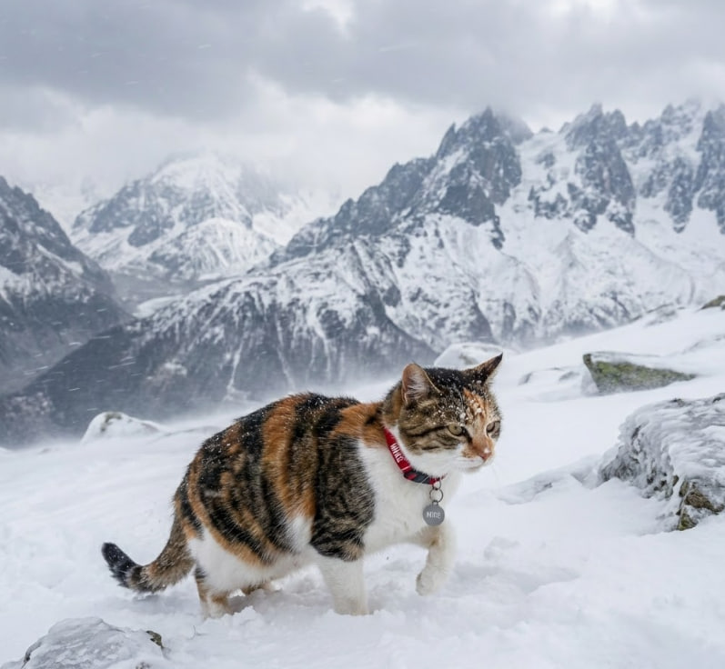 MikeCTO_'s tweet photo. 征服阿尔卑斯，一步一个脚印。🏔️🐾 风雪再大，也挡不住向前的决心。小小的身体里，藏着大大的探险魂。 #AdventureCat #Determination #Mike https://t.co/IoGM5sIzqH