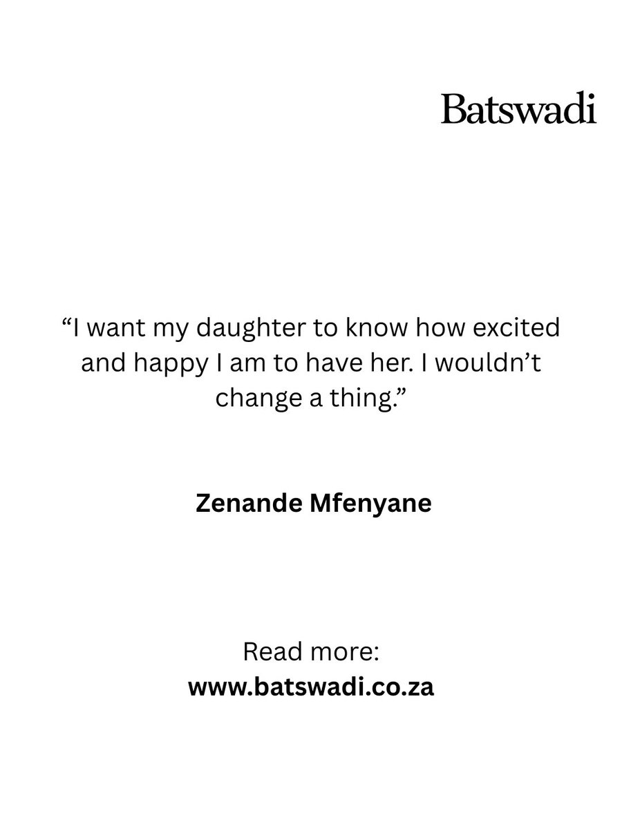 Motherhood is a classroom with no syllabus, no deadlines and lessons that arrive exactly when you need them most. 🤍

For award-winning actress <a href="/Zenande_Mcfen/">Zenande Mfenyana</a>, becoming a mother has been her most demanding and transformative role yet.

In this heartwarming feature with Batswadi
