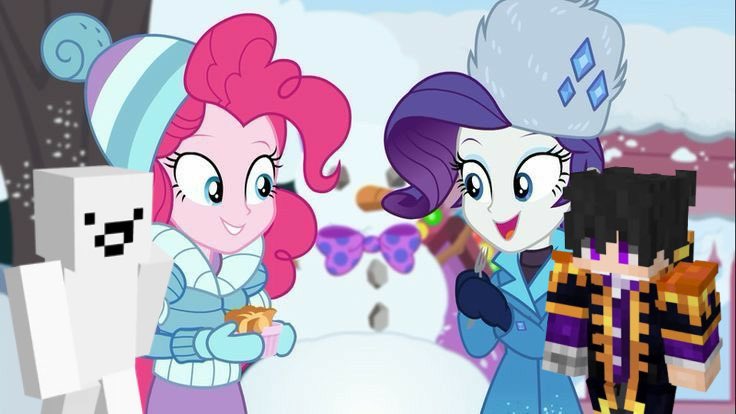 mlpcraftdaily's tweet photo. saparata, fluixon, rarity, and pinkie pie enjoying the snow ❄️ https://t.co/rIYaZhR2PE