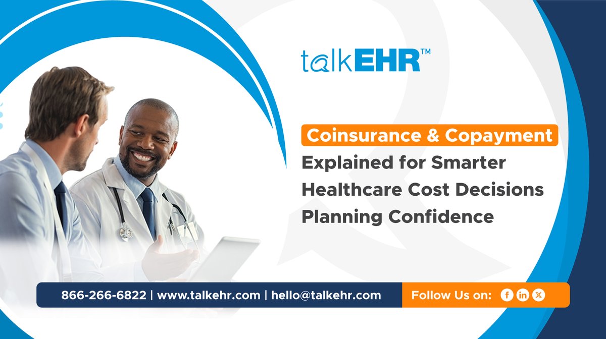 TalkEHR's tweet image. Know how coinsurance and copayments shape medical bills and costs. Clear basics that help you plan healthcare spending.

Read more: hubs.li/Q040sVyG0

#HealthcareCosts #Coinsurance #Copayment #PatientEducation #talkEHR