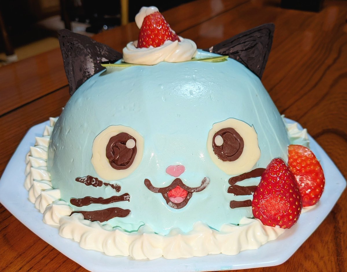 この前　まめねこケーキ作った🌱😸