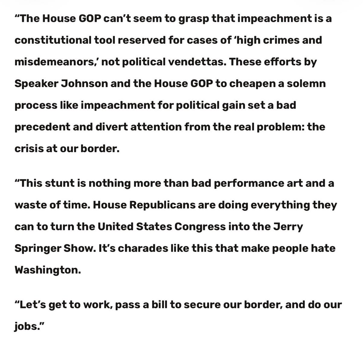 An interesting statement, given that Fetterman voted to confirm Noem and compared the effort to impeach Mayorkas to the Jerry Springer Show.
