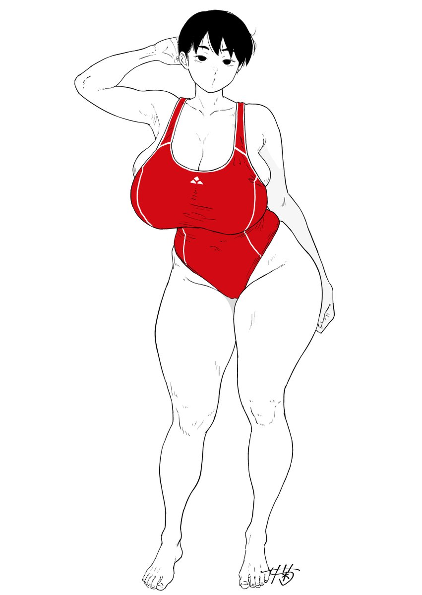 恵体ボーイッシュ競泳水着お姉さんがちょっと気取ったアホ顔をお送りします 