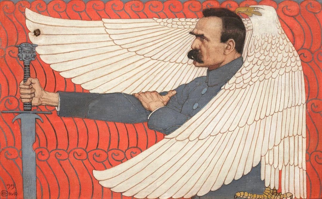 LaocoonofTroy's tweet image. "Portrait of Marshal Józef Piłsudski," by Polish painter, Edward Okuń, 1919.