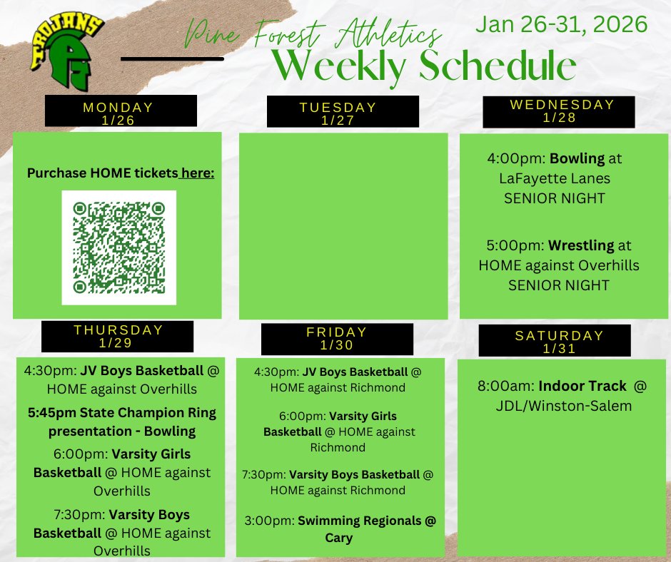 PineForest28311's tweet photo. Hello Trojans!! Attached is a recap of last week's athletics and what is happening this week.

Congratulations to Coach Inman on his first win as head football coach!  What a game it was - double overtime! Go Trojans! https://t.co/ehM9h94Tr2