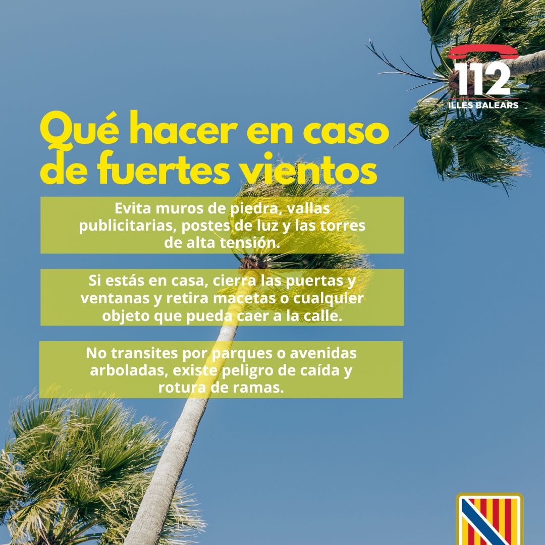 Emergencies_112's tweet photo. ⚠️ Actualización de alertas por meteorología adversa 🌬️🌊

🟠 Alerta naranja activada (IG-1 del Plan Meteobal) por vientos fuertes 🌬️ y fenómenos costeros 🌊 en todas las Islas Baleares.

👉 Os pedimos precaución durante las próximas horas, que sigáis las recomendaciones de seguridad y que llaméis al 112 📞 en caso de emergencia.

ℹ️ Podéis consultar los avisos actualizados por horas en el canal oficial de @AEMET_Baleares 
➡️ https://t.co/T7OwH3ZCs7