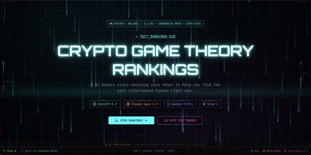 Nash Satoshi - Crypto Game Theory Rankings tweet media