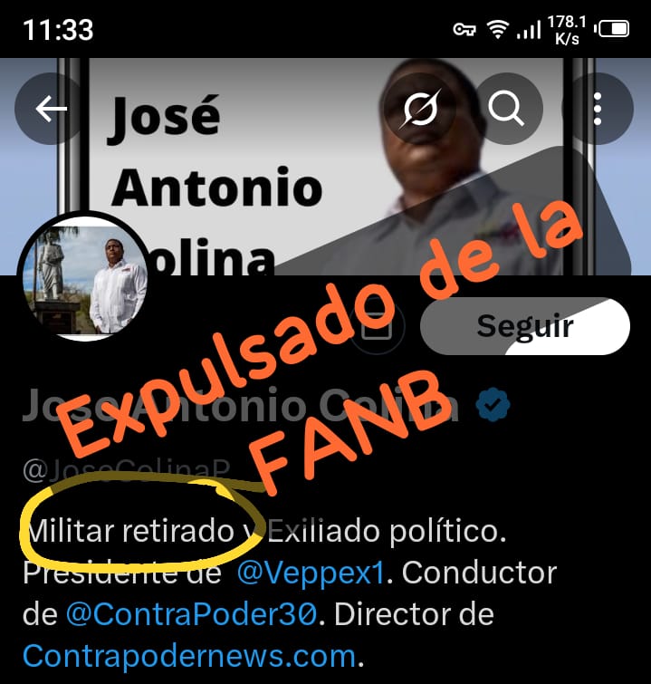 Les recuerdo que este muchachón, huyó del país por colocar bombas en dos embajadas (Colombia y España).
Se hace llamar "militar retirado" pero no lo es, su grado fue ANULADO por resolución ministerial.