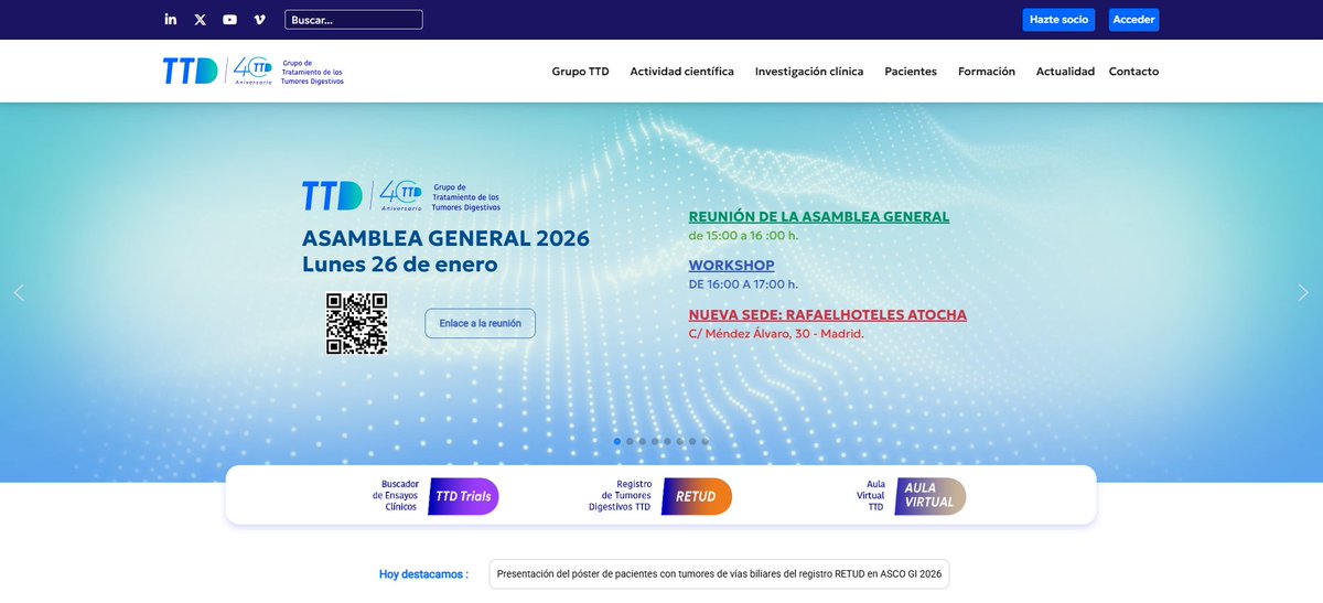 GrupoTTD's tweet photo. 🚨 ¡El TTD estrena nueva identidad corporativa! 

🧬 Actualizamos nuestro diseño pero mantenemos nuestra vocación ➡️ seguir avanzando en el tratamiento de los tumores digestivos

✅Innovación
✅Trabajo en red
✅Rigor científico
✅Avances clínicos

¡Ahora con nueva imagen! https://t.co/APNJ09IRAJ