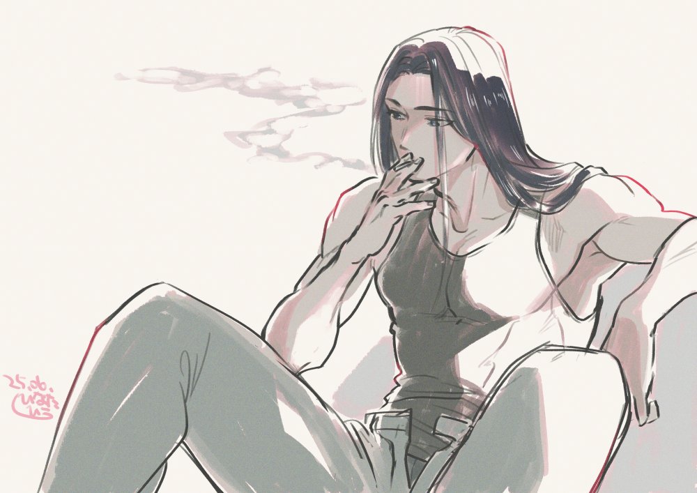 「#無言で長髪男子のイラストを貼る見た人も貼る」|日向ひこのイラスト