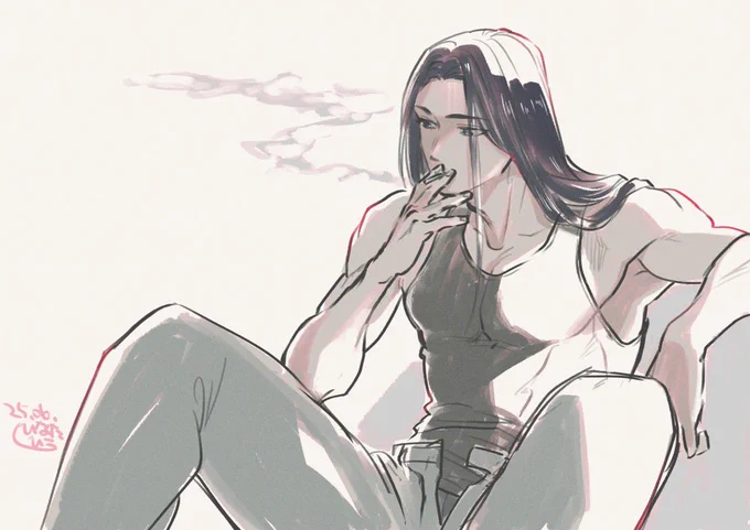 #無言で長髪男子のイラストを貼る見た人も貼る