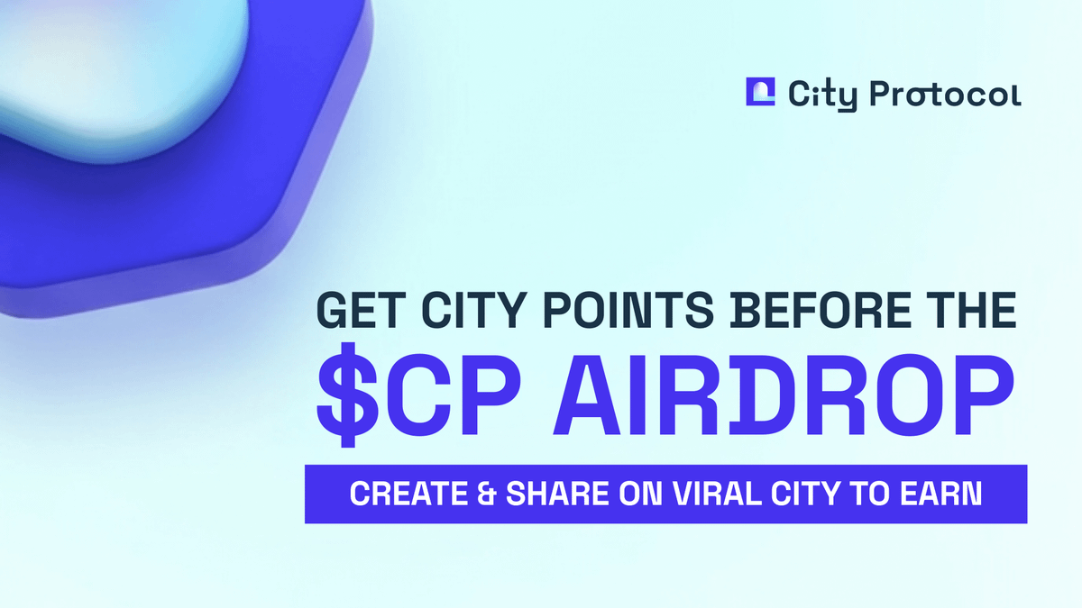 cityprotocolHQ's tweet photo. Introducing City Points

City Points reward real creation and real distribution on the @baseapp.

Create videos. Share them. Activate others. Earn your stake in the city.

1/ How to earn points:
• Create a video → +10
• Share your video on Base App or X → +20
• Each like on @Baseapp → +1
• Each comment on @Baseapp → +2
• Invite a friend → +10
(friend must create ≥1 video)

2/ Role-based boosts:
• City Passport holders
+30 points instantly
+20% points on every video generated
• Creator / Project IPs
+20% IP bonus on all points earned by users creating with your IP

3/ Seasonal boosts:
• January Points Boost
• All videos created in January earn +20% points

City Points powers leaderboards, rewards, and future incentives across the ecosystem.

Create. Share. Grow the city.