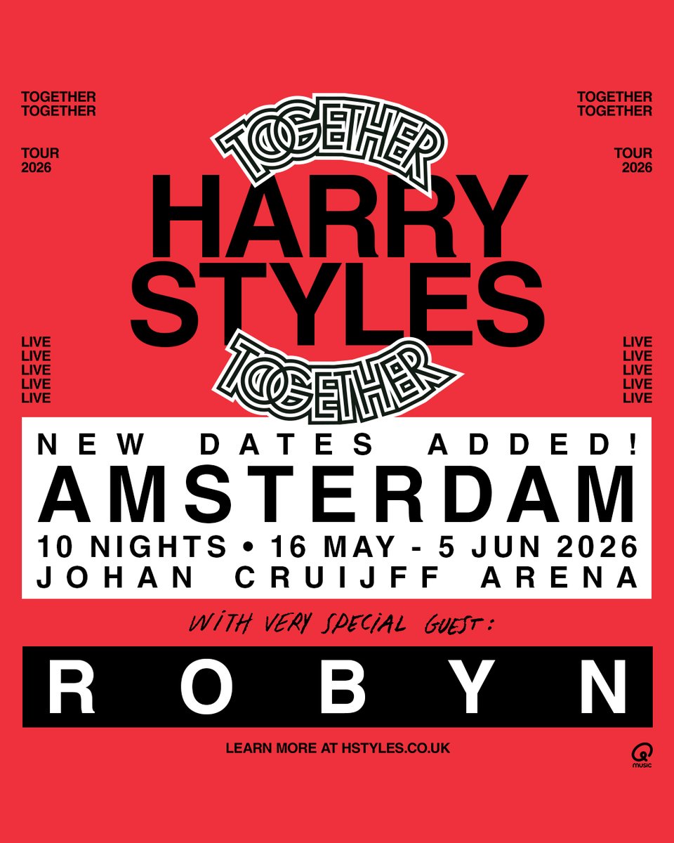 cruijffarena's tweet photo. NET AANGEKONDIGD: TWEE LAATSTE SHOWS IN AMSTERDAM!

Vanwege grote vraag zijn er twee extra shows toegevoegd aan Harry Styles: Together, Together op 4 en 5 juni in Amsterdam in de Johan Cruijff ArenA. Presale start morgen 28 januari om 11 uur. Meer info: https://t.co/4g0IT3kiRk https://t.co/cQONZLciTo
