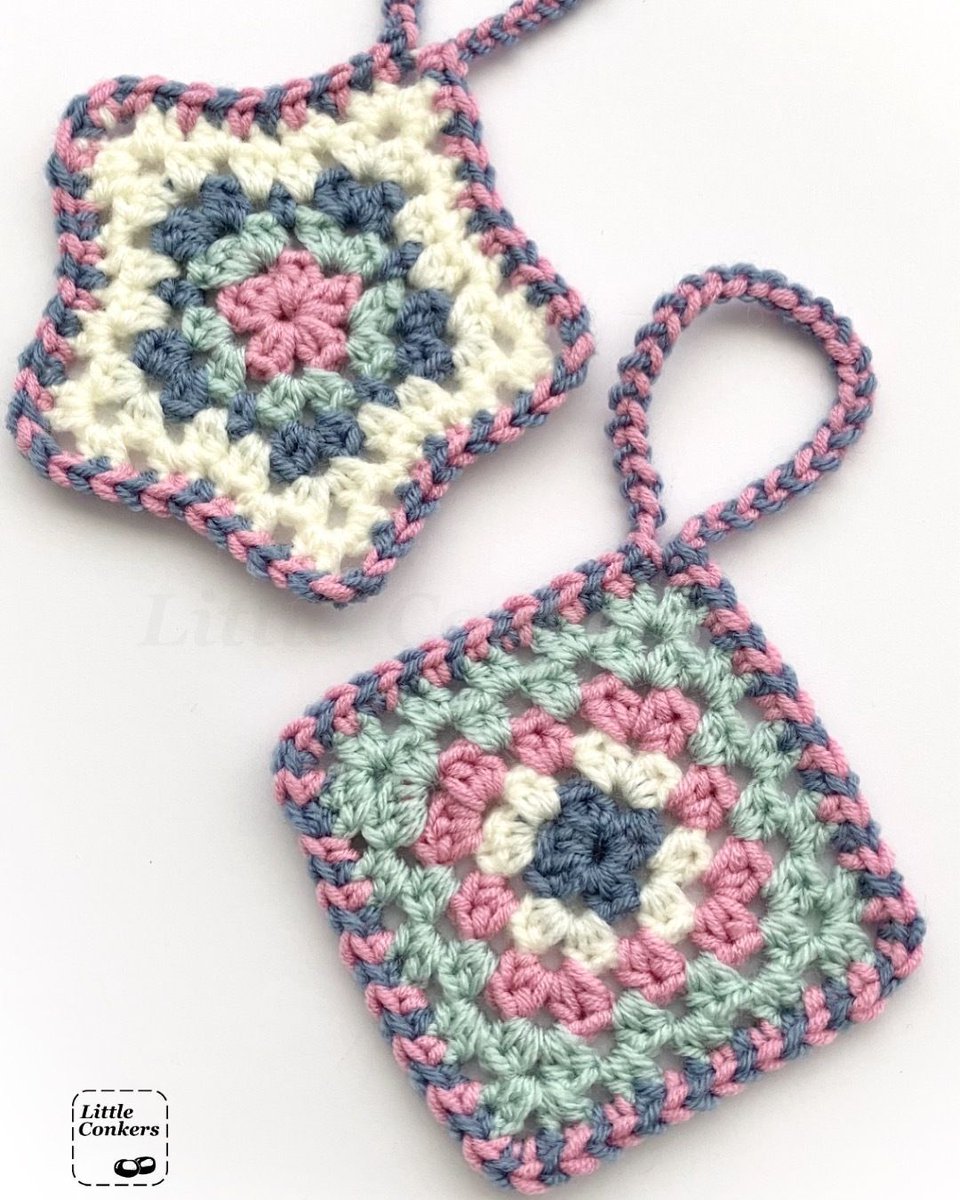 Granny-style #crochet ornaments - two designs included. Complete kit also available. ravelry.com/patterns/libra… 
#SpringCrochet