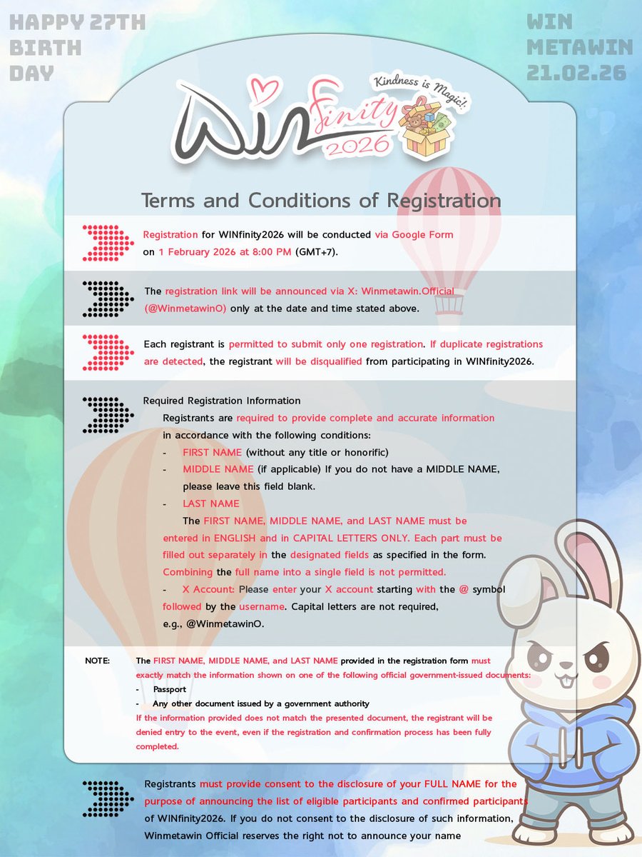 WinmetawinO's tweet image. 𝗔𝗻𝗻𝗼𝘂𝗻𝗰𝗲𝗺𝗲𝗻𝘁 𝗼𝗳 𝘁𝗵𝗲 𝗩𝗲𝗻𝘂𝗲 𝗮𝗻𝗱 𝗧𝗲𝗿𝗺𝘀 &amp;amp; 𝗖𝗼𝗻𝗱𝗶𝘁𝗶𝗼𝗻𝘀 𝗼𝗳 𝗥𝗲𝗴𝗶𝘀𝘁𝗿𝗮𝘁𝗶𝗼𝗻 𝗙𝗼𝗿 𝗪𝗜𝗡 𝗠𝗘𝗧𝗔𝗪𝗜𝗡’𝗦 𝟮𝟳𝘁𝗵 𝗕𝗶𝗿𝘁𝗵𝗱𝗮𝘆 𝗚𝗮𝘁𝗵𝗲𝗿𝗶𝗻𝗴 ♥️✨

สถานที่ทำบุญและรวมพลวันคล้ายวันเกิดปีที่ 27 ของ “วิน เมธวิน”
📍…