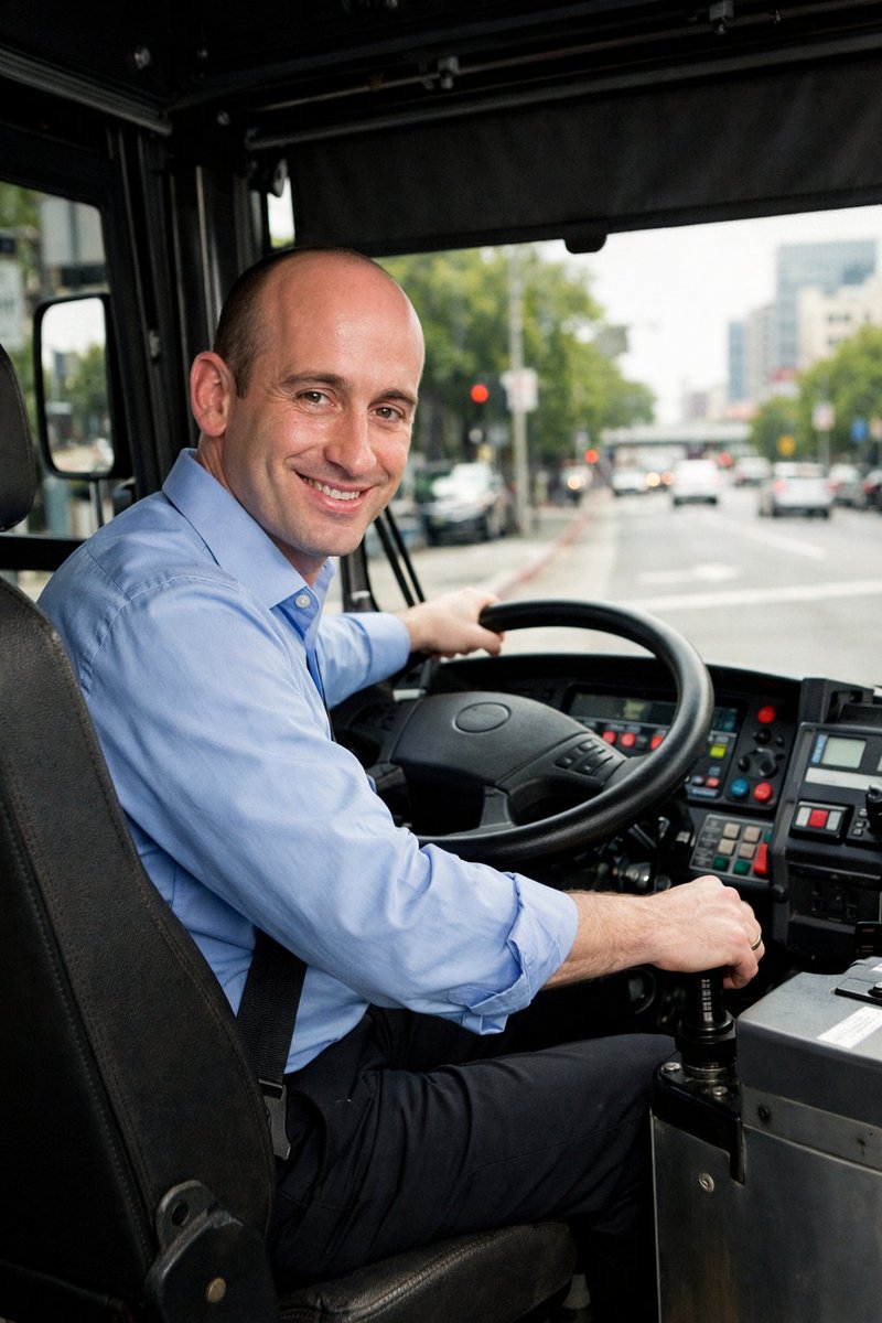 SundaeDivine's tweet image. Steven Miller in the bus he’s going to throw Kristi Noem under.