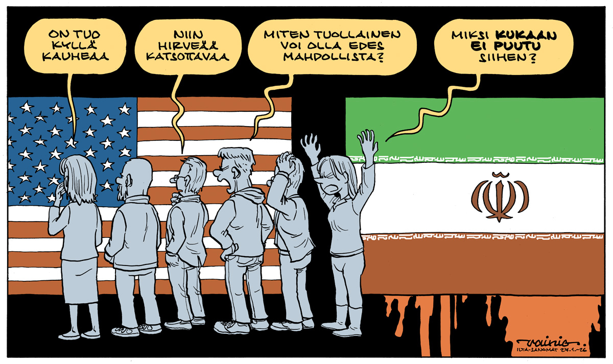 JyrkiVainio's tweet photo. Iran ja maailman huomio. Ilta-Sanomat, 27.1.2026. https://t.co/lJGqrnmEgx