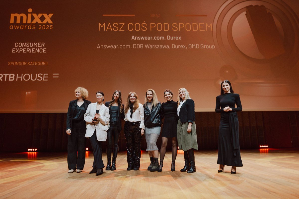 answear_com's tweet photo. Nasza kampania „Masz coś pod spodem”, zrealizowana z Durex, DDB Warszawa i OMD Group Poland, zdobyła 2 kolejne nagrody!🏆
🥇 Złoto – Innovation 2025 (Innowacje w Mediach – Touchpoint)
🥉 Brąz – Mixx Awards 2025 (Consumer Experience)
Dziękujemy jury i gratulujemy innym laureatom! https://t.co/jlPNlaJqpm