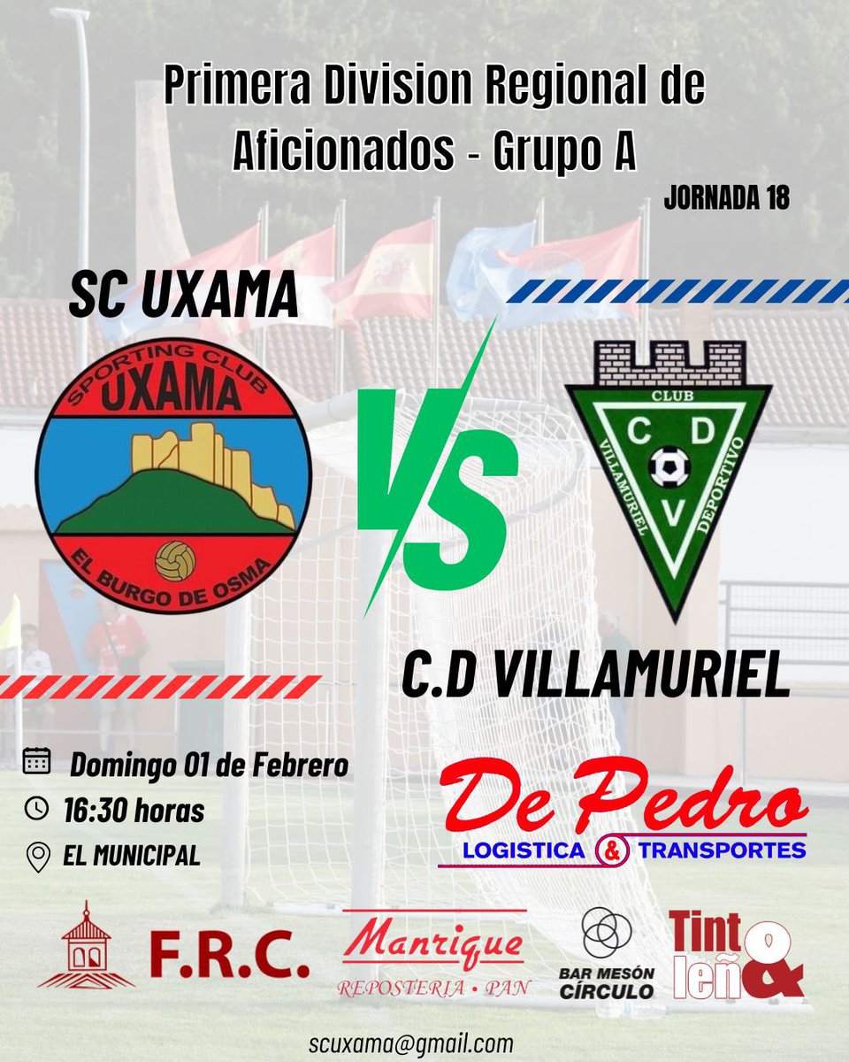 S.C UXAMA 🆚 CD VILLAMURIEL

Domingo 01 de febrero | 16:30 horas

#AupaUxama