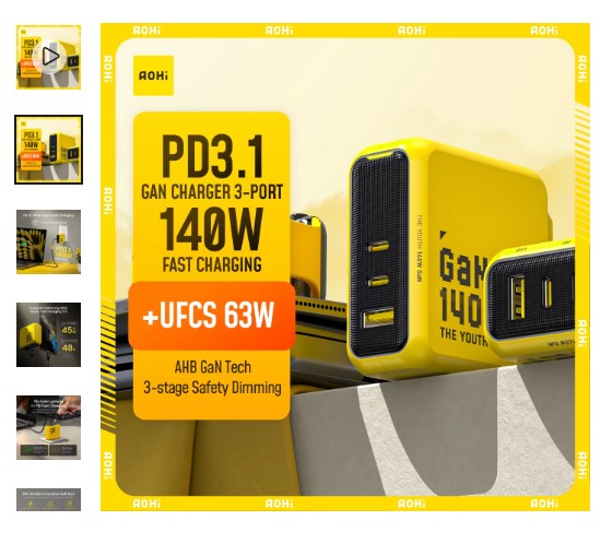 shopping_soma's tweet image. "Power up at lightning speed! 140W GaN PD3.1 tech for MacBooks and iPhone 16. 

Massive -70% off!"
Get it here- alli.pub/7bgnow

#AOHI140W #GaNCharger 
#FastCharge #USTech
#TechLover