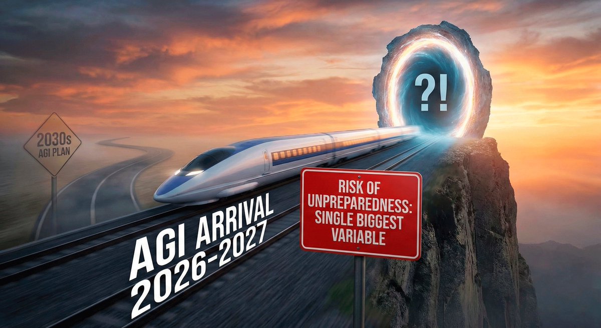 code_leverage's tweet image. Planning for '2030s' AGI means betting against the top labs. 

Consensus has shifted to 2026-27. Whether it's 9% or 50%, the risk of being unprepared for a 2026 arrival is the biggest variable in your life.