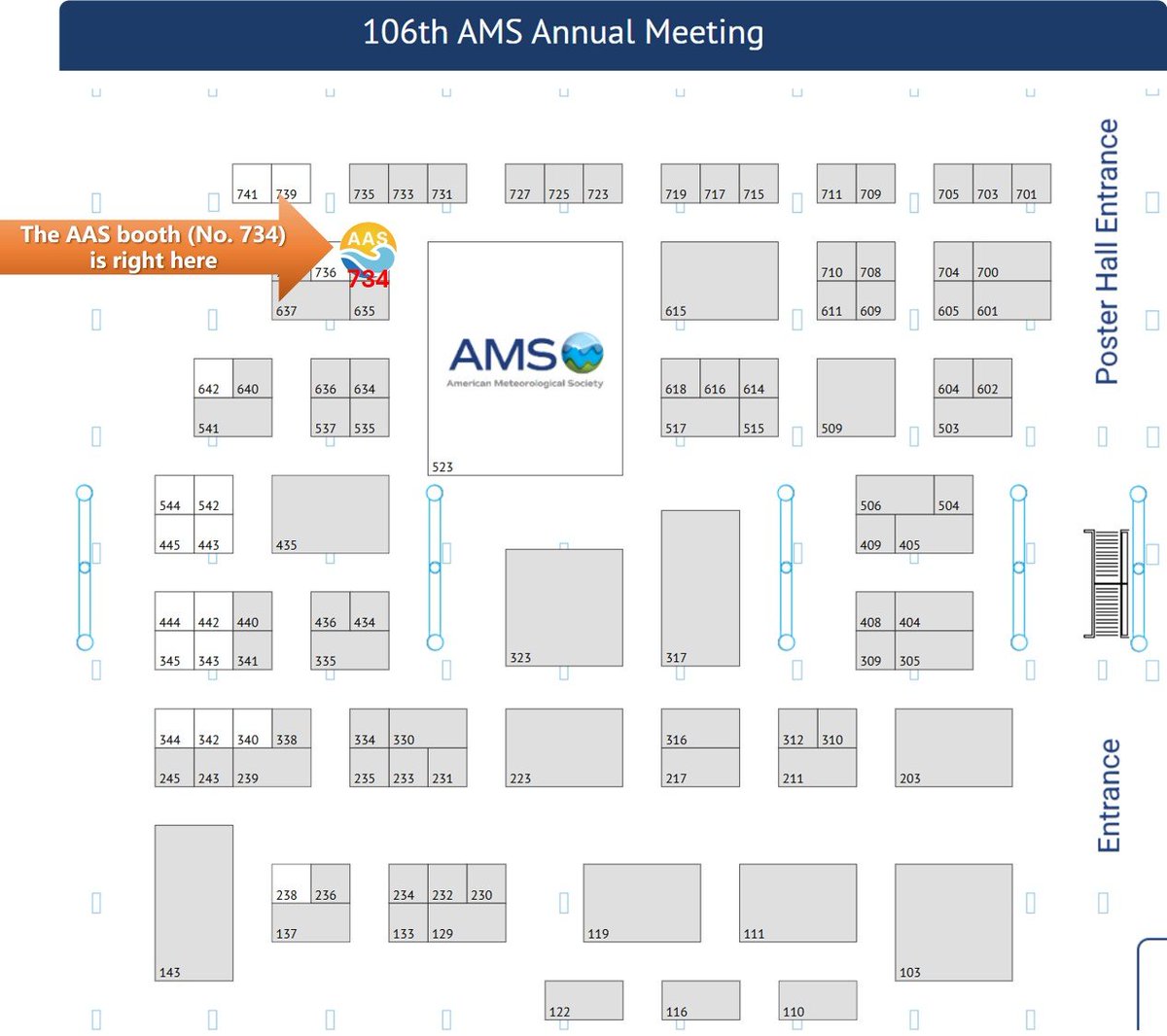 AASjournal's tweet photo. Haven't visited yet? π Find @AASjournal at Booth 734! See the map below.
Stop by to discuss your research, pick up free tote bags, learn about our author services & meet the editorial team. Let's connect!
#Cimateaction #Publisher #AAS #AMS2026 https://t.co/cIDhQ0ylOG