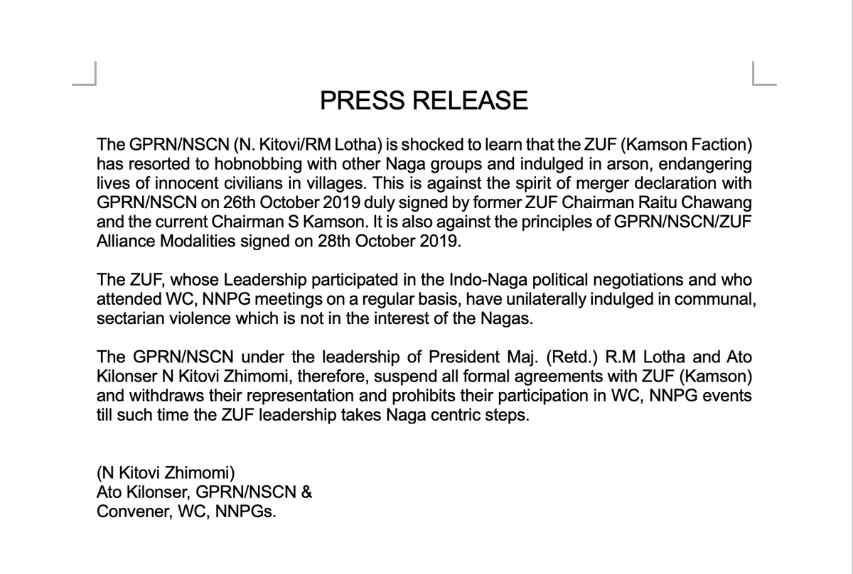 Read this, you war-mongering Kamson Meitei. The Nagas of Nagaland have suspended you from the Working Committee of the NNPG. You will no longer participate in any dialogue with the GoI concerning the Indo-Naga talks. Do you think this is all? Just wait. There is more to come.