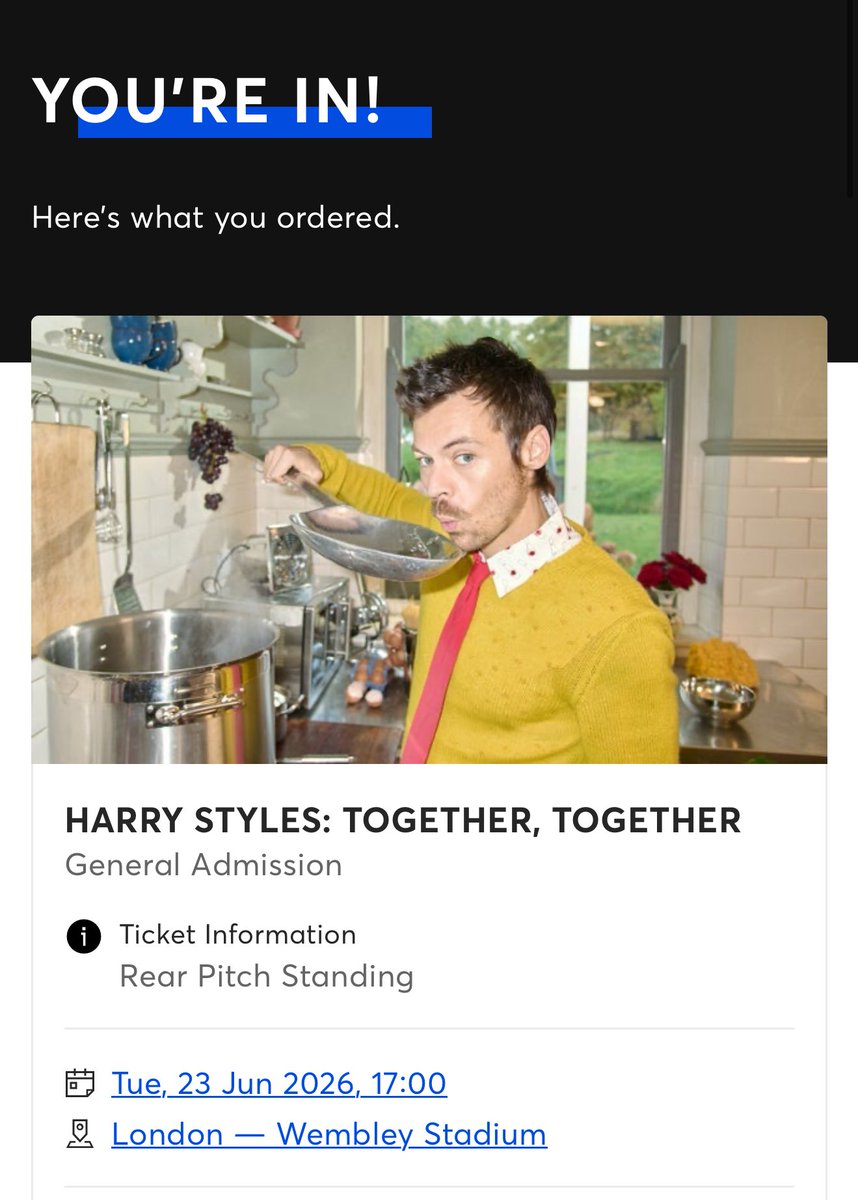 the most annoying person you know is seeing harry in Wembley