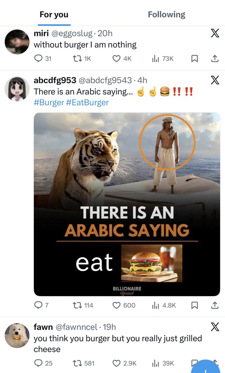 catgirlkirijo's tweet image. they’re calling it the most burger tl of all time who do they think i am