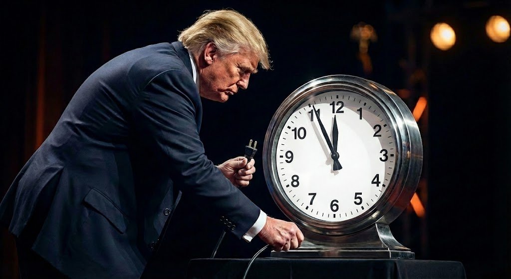 MoogRogue's tweet image. Trump Unplugs Doomsday Clock