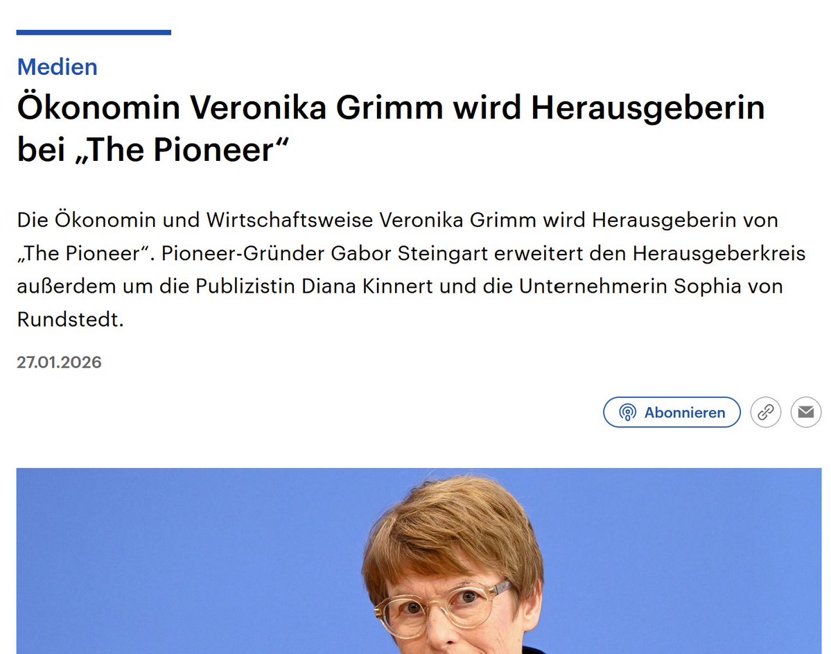 ChrisStoecker's tweet image. . @GrimmVeronika sollte Ihrer Rolle im Rat der "Wirtschaftsweisen" mit sofortiger Wirkung aufgeben. Schon ihre Rolle im Aufsichtsrat von Siemens Energy ist ein Interessenskonflikt, aber Herausgeberin eines Pressemediums und Beraterin der Bundesregierung, das geht wirklich nicht