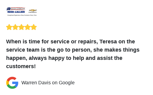 ReedLallierChev's tweet photo. We just received a great review on Google. Thank you Warren Davis! https://t.co/m9byDFDudD