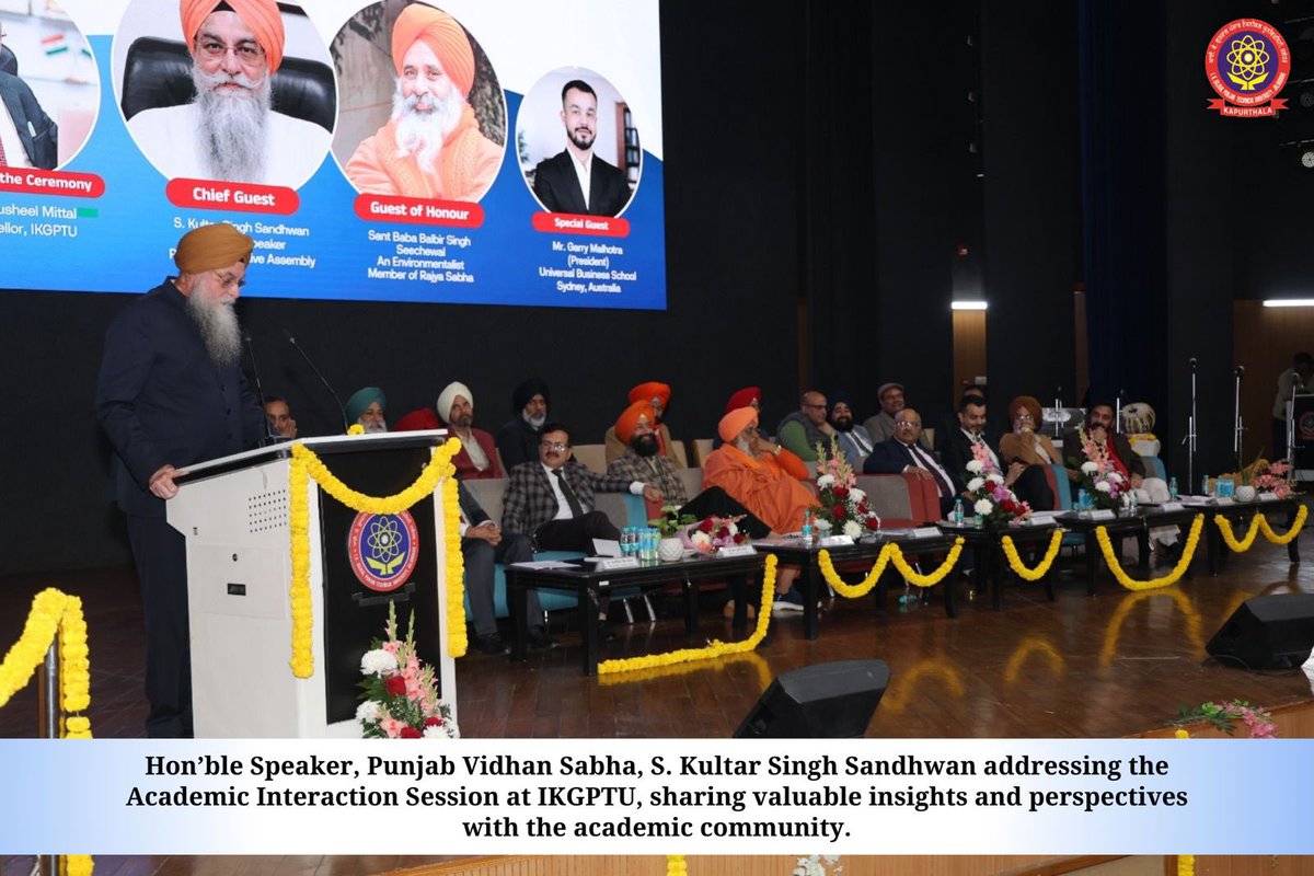 IKGujralPTU's tweet image. Chief Guest Speaker S. Kultar Singh Sandhwan, MP Sant Baba Seechewal, VC Prof. Susheel Mittal &amp;amp; UBSS Pres. Dr. Garry Malhotra discussed global pathways. Joined by Sh. Bal Mukund Sharma &amp;amp; Manjit Singh Sidhu. Signed with Min. S. Harjot Singh Bains. 
#IKGPTU #UBSS