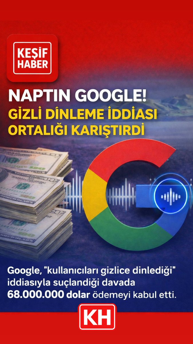 “Telefonlarımız bizi dinliyor mu?” sorusu yine gündemde.
Google, kullanıcıları izinsiz dinlediği iddialarıyla açılan toplu davada suçlamaları kabul etmeden 68 milyon dolar ödeyerek uzlaştı.
Gizlilik nerede başlıyor, teknoloji nerede bitiyor?
 #Google #GizliDinleme #Gündem #Sessiz