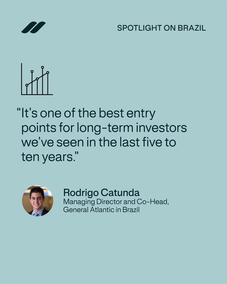 generalatlantic's tweet image. In a recent conversation with @BloombergLinea_, Rodrigo Catunda, Managing Director and Co-Head of GA in Brazil, shared why the current market represents one of the most attractive entry points in years and the firm’s priorities for Brazil in 2026: bloomberglinea.com.br/startups/e-um-…