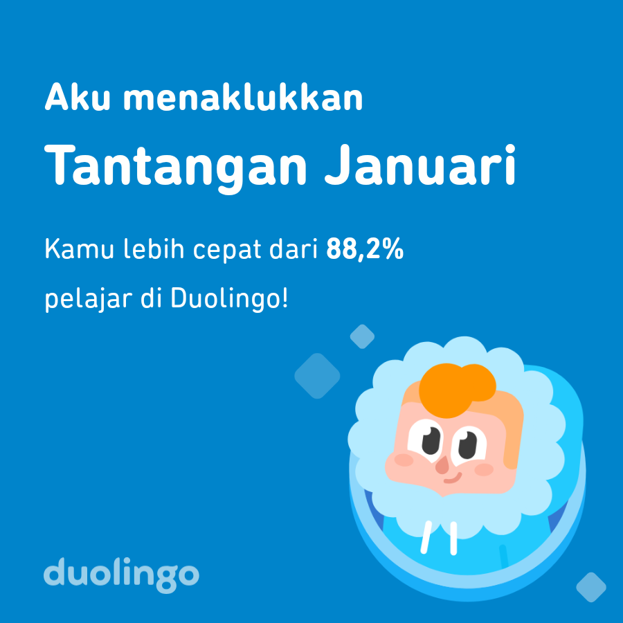 iftajukja's tweet photo. Aku menaklukkan Tantangan Januari lebih cepat dari 88,2% pelajar di Duolingo! https://t.co/HES5ENShhB