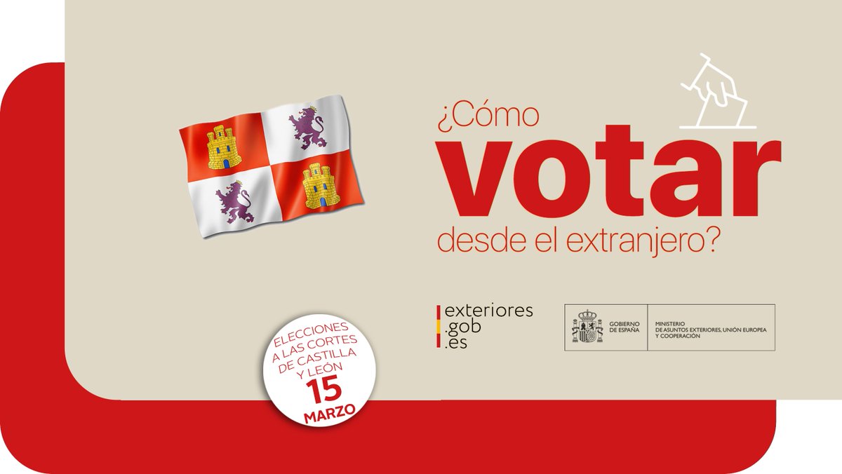 #VotoCERA: si eres español y resides en Uruguay con derecho a voto en las #EleccionesAutonómicas #CastillaYLeón2026 del #15M consulta tus datos en el censo. Periodo de reclamaciones de 26 de enero a 02 de febrero de 2026 inclusive.

Más ℹ️:
exteriores.gob.es/Consulados/mon…

#VotoExterior