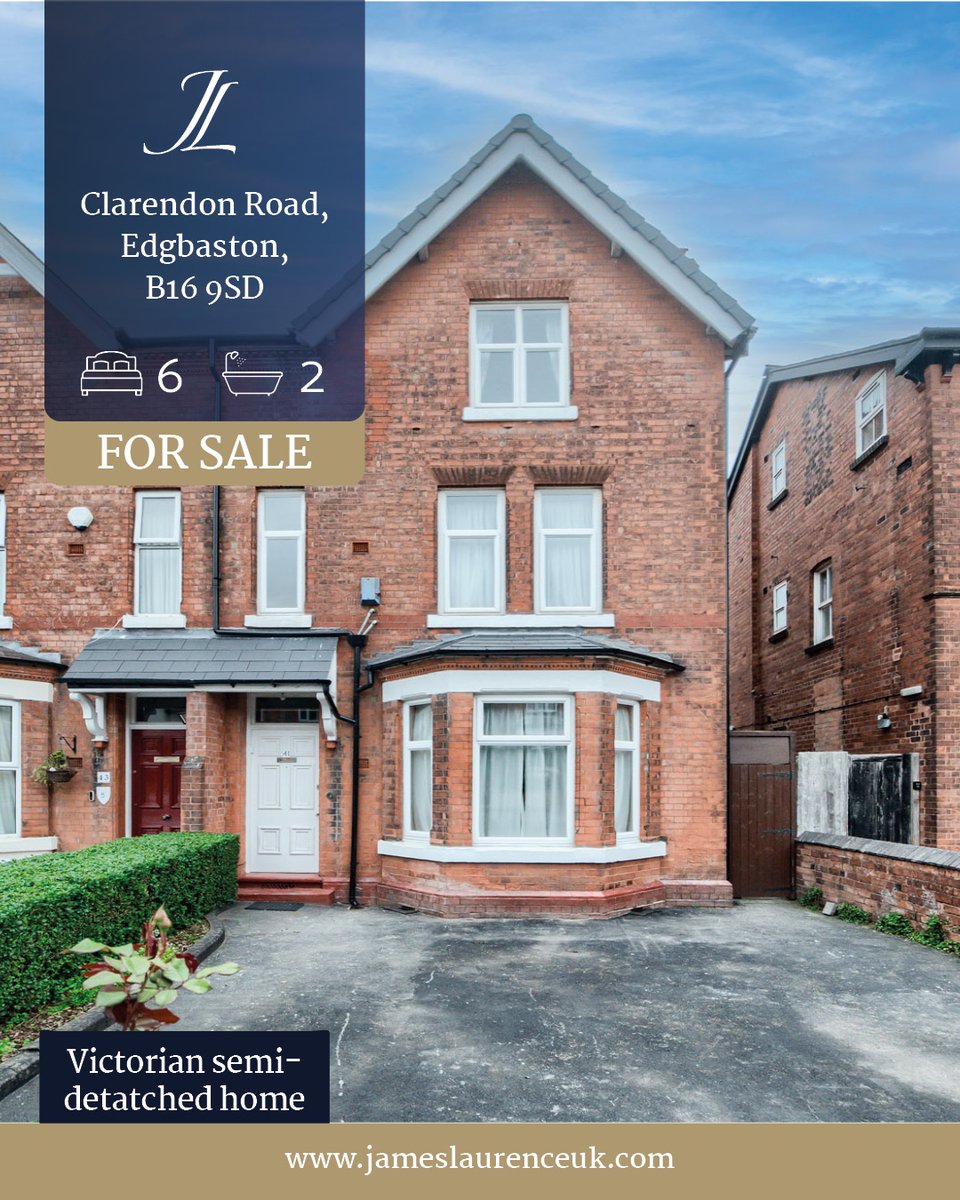 Are you seeking space, character, and scope to refurbish? Then this impressive 2426 sqft property is for you!

💻To find out more information: jameslaurenceuk.com/property/clare…

Interested in a viewing? 📞 Call 0121 604 4060 (Option 1)

#forsale #familyhome #house #edgbaston #property