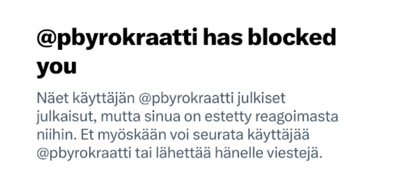 Näin se näitten sananvapausritareiden homma menee. Pari kommenttia heidän ICE-agenttien fanituksesta ja blokki napsahti. Huvittavaa.
