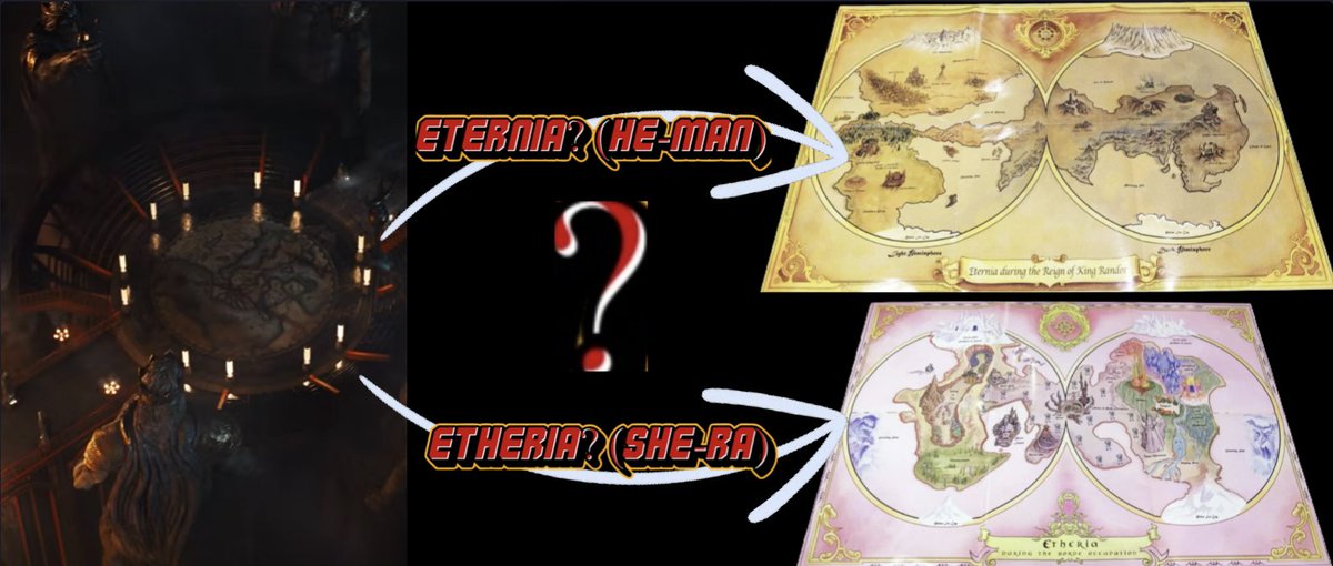 I can't really tell what map it could possibly be (and it may be neither), but it is when Adam is younger so it could be anything really. If She-Ra is in the movie, it could mean that Adam was supposed to be sent to Etheria, but went to Earth by accident?