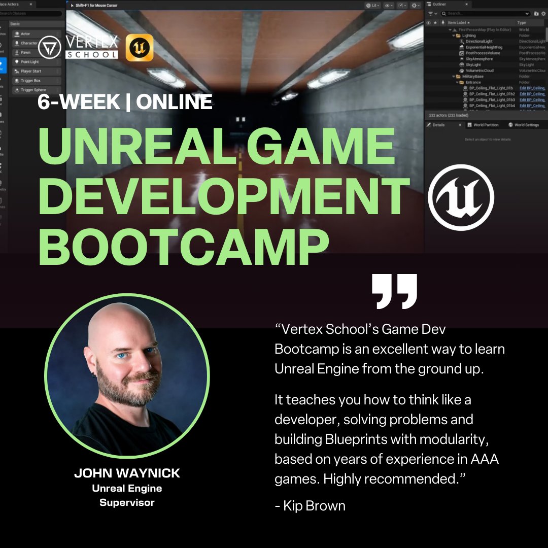 Learn to build real games with Unreal Engine, no coding required!

📅 Feb 2 – Mar 3, 2026
⏳ Enrollment closes January 29

Learn more here 👉 vertexschool.com/unreal-game-de…

#gamedev #gamedevelopment #unrealengine #c++ #blueprints #ue5 #vertexschool