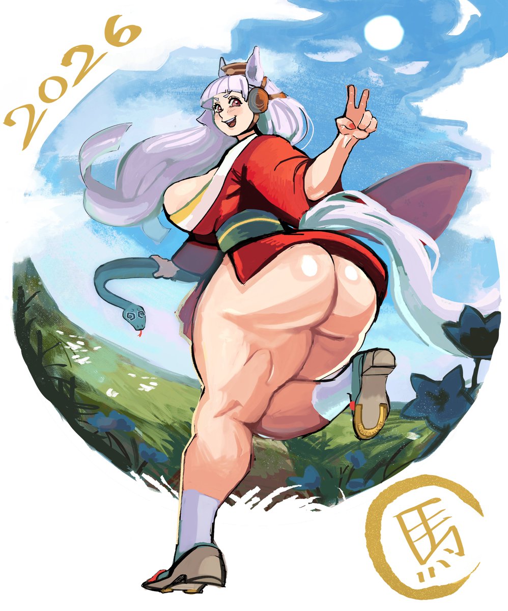 Soleilly1's tweet photo. Happy 2026, everyone! We’re in the Year of the Horse now, let’s make it our best 🐎✨ #umamusume  #goldship  #fanart https://t.co/DtnhGwBZqe