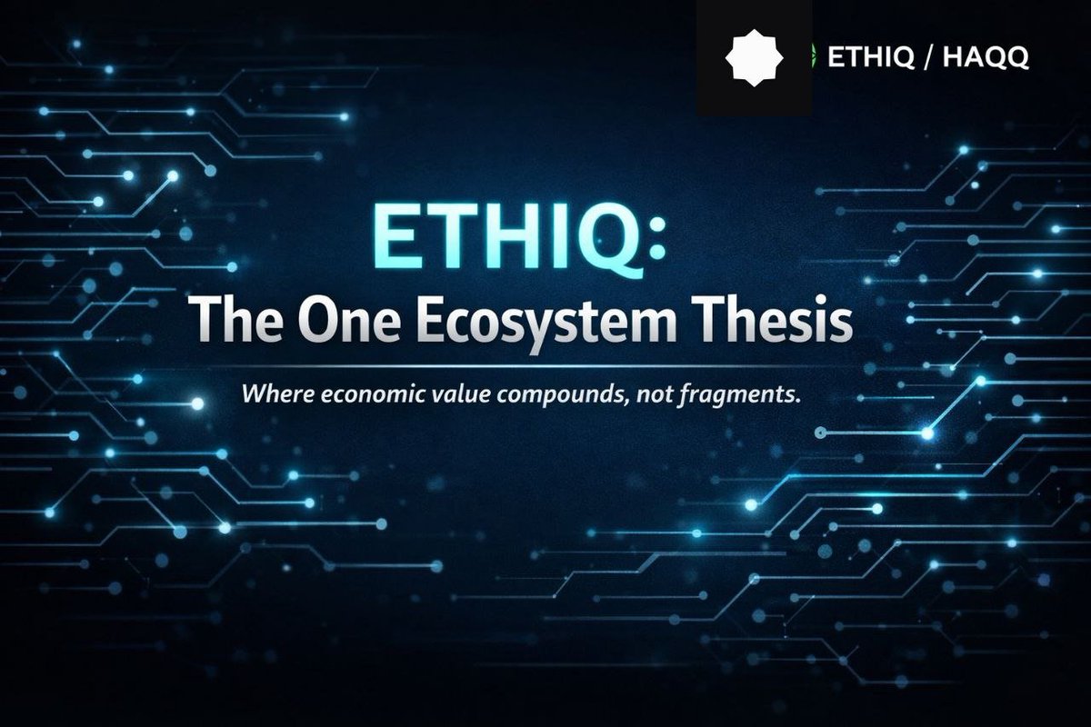 Sausan_Li's tweet photo. The "One Ecosystem" Thesis
Most blockchains grow users.
Few grow economic value per user.
Ethiq is architecting for the latter. Hereโs why it matters ๐
#Ethereum
#web3
#cryptosyariah https://t.co/ylXVXLAvH5