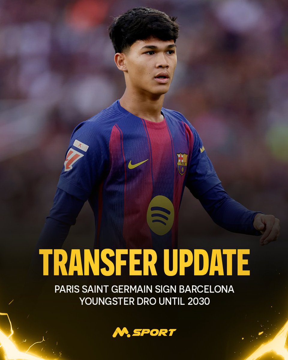 MSportOfficial's tweet image. PSG have officially completed the signing of Dro from Barcelona. The youngster is locked in until 2030
How will he fit into the PSG squad?

Let us know what you think.
#MSport #TransferUpdate #MSportFootball #FootballNews #TransferLive